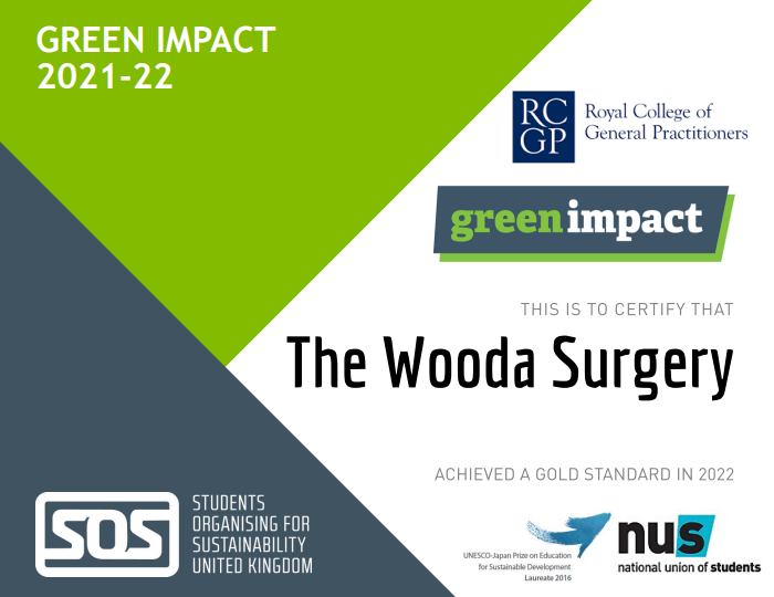 Green Impact Gold Award Certificate